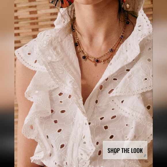 Sezane Sleeveless Embroidery Anglaise Chiara Shirt - Picture 4 of 13